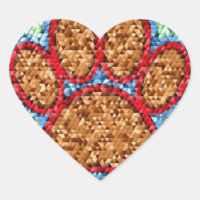 Low Poly Dog Paw Art Heart Sticker (Front)