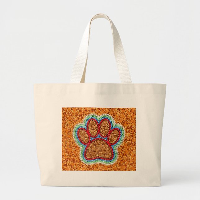 Low Poly Dog Paw Art Large Tote Bag (Front)