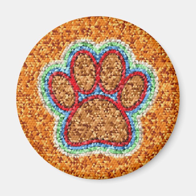 Low Poly Dog Paw Art Magnet (Front)
