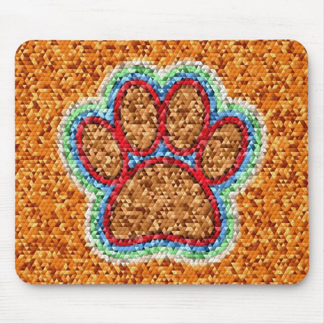 Low Poly Dog Paw Art Mouse Pad (Front)