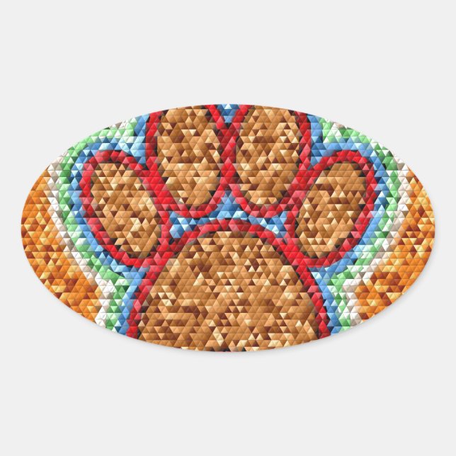 Low Poly Dog Paw Art Oval Sticker (Front)