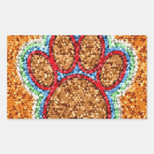 Low Poly Dog Paw Art Rectangular Sticker