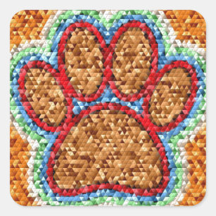 Low Poly Dog Paw Art Square Sticker