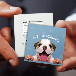 Low Poly Dog Pet Care Grooming Bathing Food Salon Appointment Card