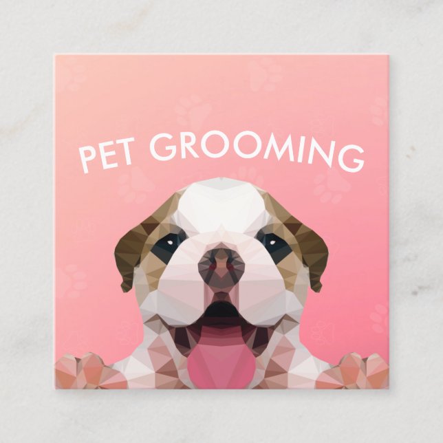 Low Poly Dog Pet Care Grooming Bathing Food Salon Appointment Card (Front)