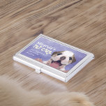 Low Poly Dog Pet Care Grooming Bathing Food Salon  Business Card Holder<br><div class="desc">Pet Bathing and Grooming / Pet Care / Pet Sitting / Pet Grooming / Pet Food Shop / Pet Beauty Salon / Animal Hospital / Animal Clinic Personalised Business card Holder Template - Adorable Cute Cartoon Low Poly Dog on Purple Colour Background. Unique Design for you. All text style, colours,...</div>