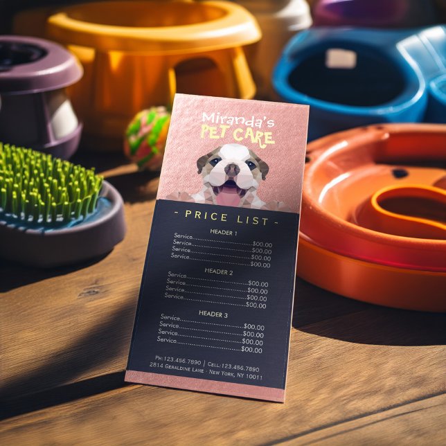 Low Poly Dog Pet Care Grooming Bathing Price List Rack Card (Creator Uploaded)