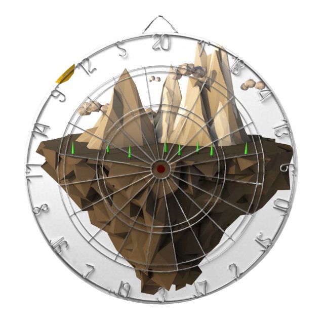 low poly floating island 3d render dartboard (Front)