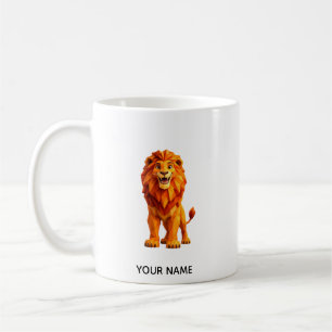 Low Poly Geometric Lion Coffee Mug