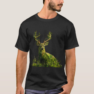 Low-Poly Green Deer — Geometric Forest Wildlife T-Shirt