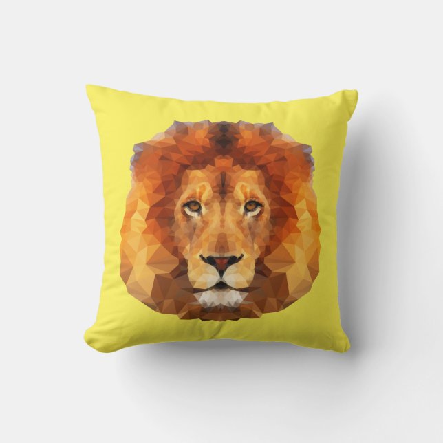 Low Poly Lion Face-65764 Cushion (Front)
