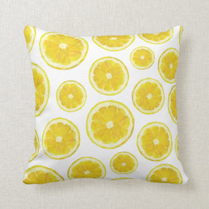 Low poly modern lemon slice fresh yellow pillow