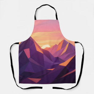 Low Poly Mountain Sunset Geometric Apron