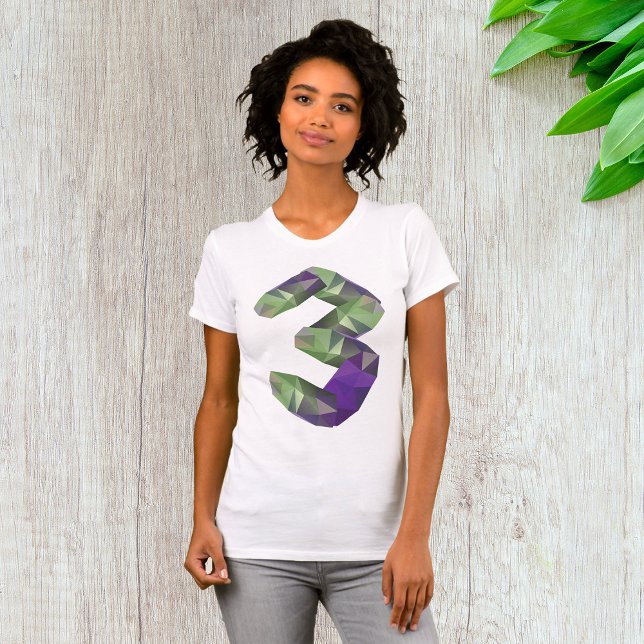 Low Poly Number 3 Geometric Gradient T-Shirt (Creator Uploaded)
