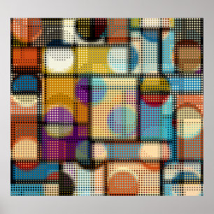 Low poly pixel art, geometric pattern. poster