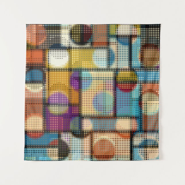 Low poly pixel art, geometric pattern. tapestry (Front)