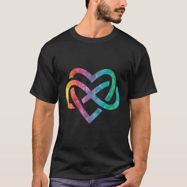 Low Poly Polyamory Rainbow Infinite He Lgbtqia Pri T-Shirt (Front)