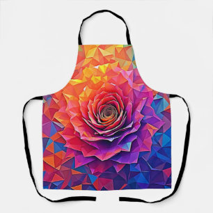 Low Poly Rose Bloom Abstract Art Apron