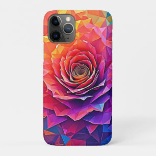 Low Poly Rose Bloom Abstract Art iPhone 11 Pro Case