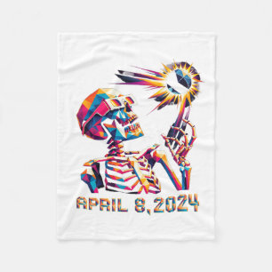 Low Poly Total Eclipse April 8th 2024 Skeleton Fleece Blanket