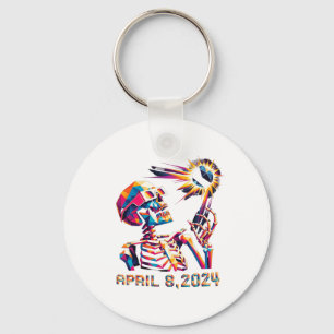 Low Poly Total Eclipse April 8th 2024 Skeleton Key Ring