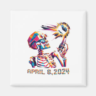Low Poly Total Eclipse April 8th 2024 Skeleton Magnet