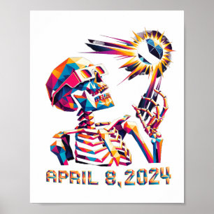 Low Poly Total Eclipse April 8th 2024 Skeleton  Poster