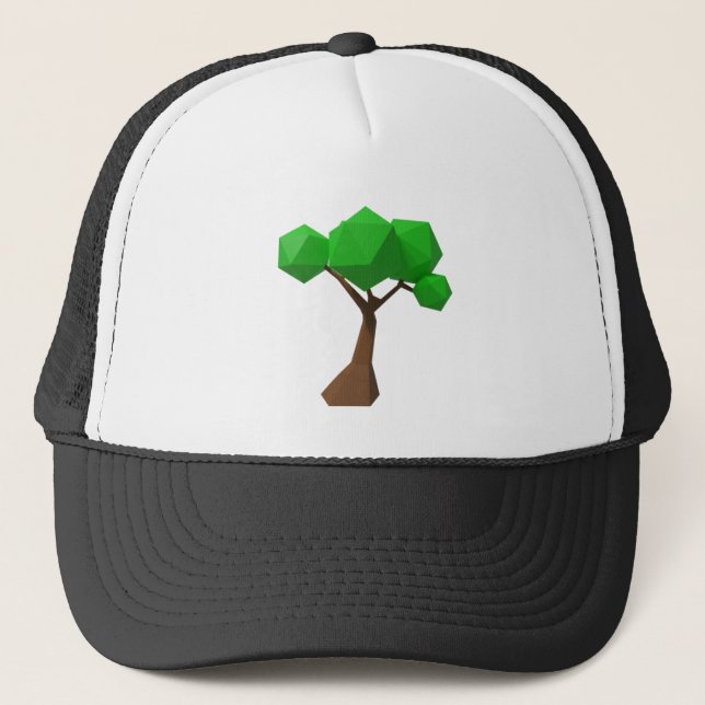 Low Poly Tree Render Trucker Hat (Front)