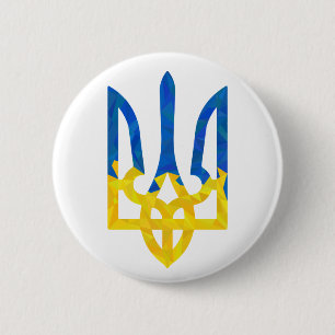 Low polygonal Ukrainian trident 6 Cm Round Badge