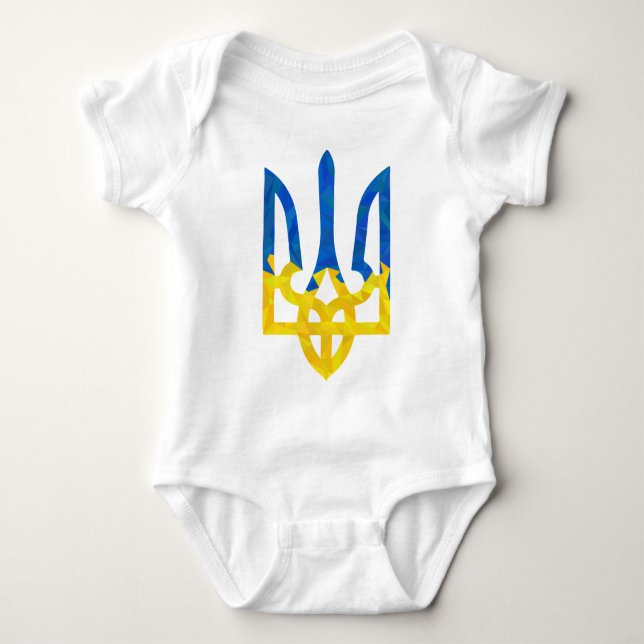 Low polygonal Ukrainian trident Baby Bodysuit (Front)