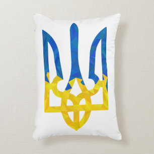 Low polygonal Ukrainian trident Decorative Cushion