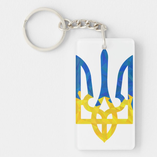 Low polygonal Ukrainian trident Keychain (Front)