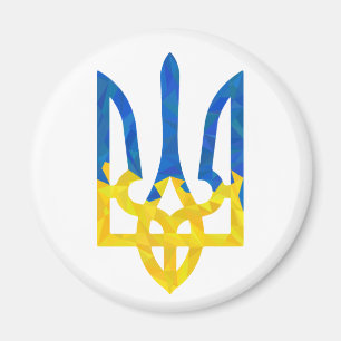 Low polygonal Ukrainian trident Magnet