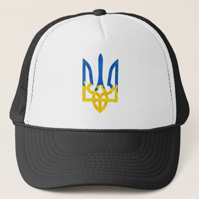 Low polygonal Ukrainian trident Trucker Hat (Front)
