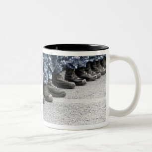 Low section view of sailors Two-Tone coffee mug