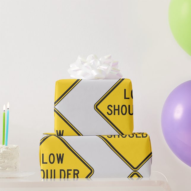 Low Shoulder Road Sign Wrapping Paper (Creator Uploaded)