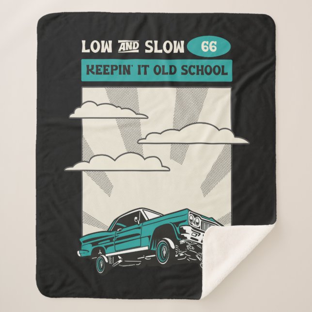 Low & Slow 66 Classic Lowrider Sherpa Blanket (Front)