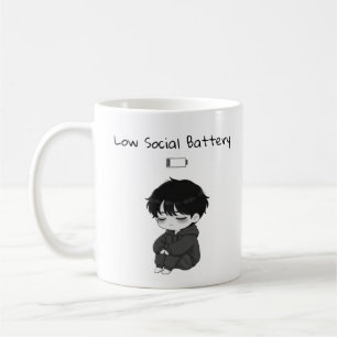 Low Social Battery Relatable Chibi Boy Coffee Mug