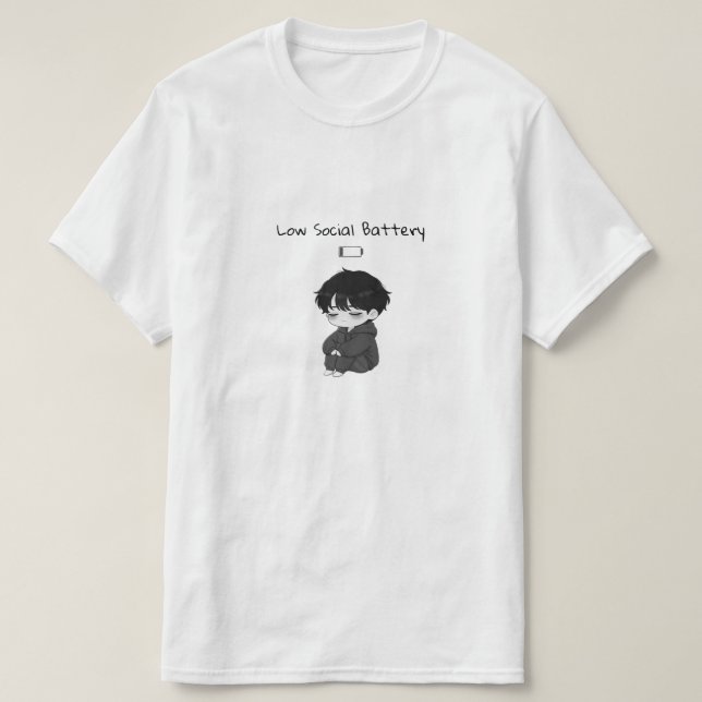 Low Social Battery Relatable Chibi Boy T-Shirt (Design Front)