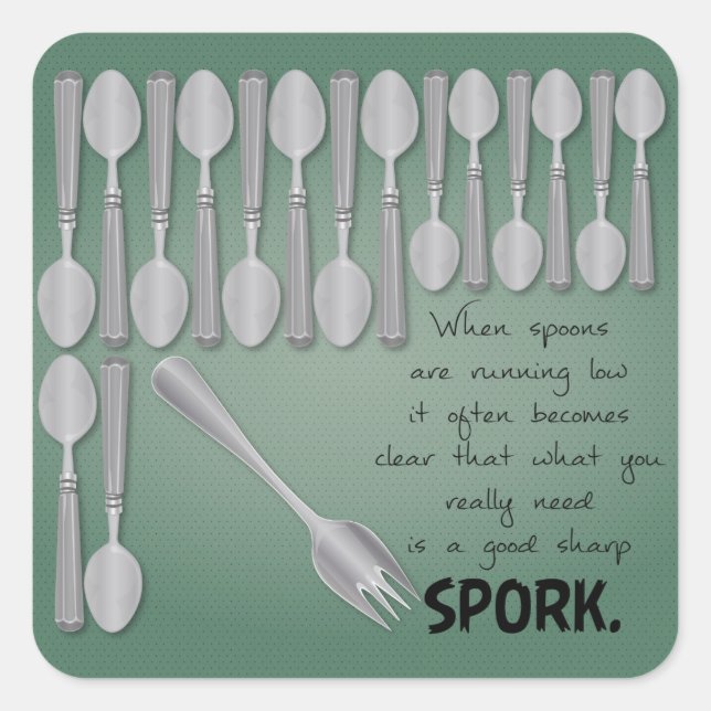 Low Spoons Square Sticker (Front)