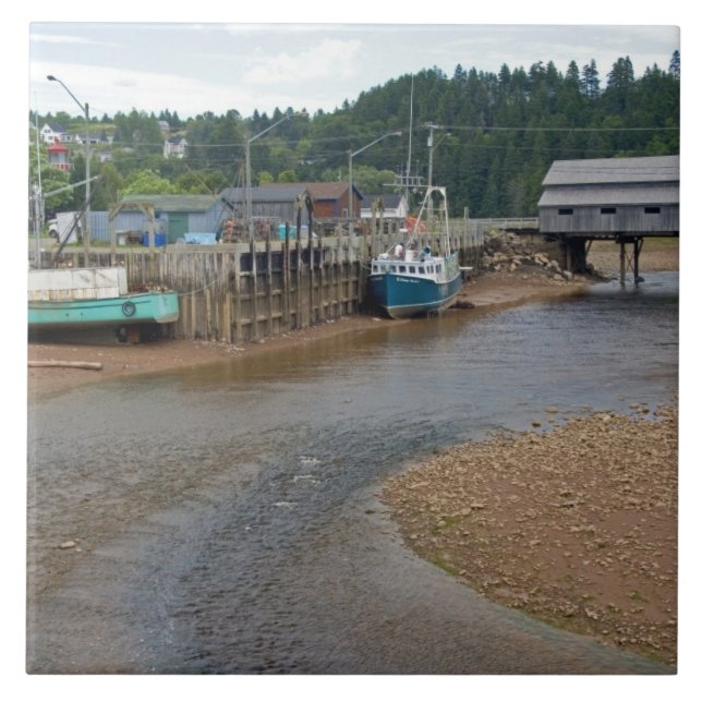 Low tide at the Bay of Fundy at St. Martins, New Ceramic Tile (Front)
