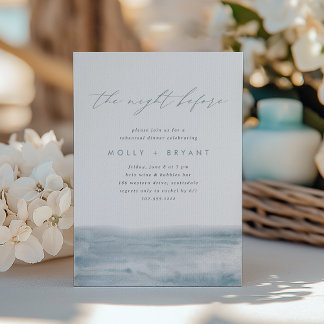 Low Tide Coastal Watercolor Rehearsal Dinner Invitation