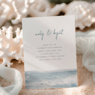 Low Tide Coastal Watercolor Script Wedding Invitation