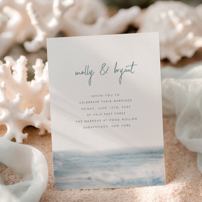 Low Tide Coastal Watercolor Script Wedding Invitation (Creator Uploaded)