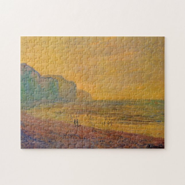 Low Tide Pourville Misty Weather Monet Fine Art Jigsaw Puzzle (Horizontal)