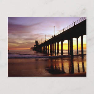 Low tide reflections at sundown, Huntington Beach Postcard