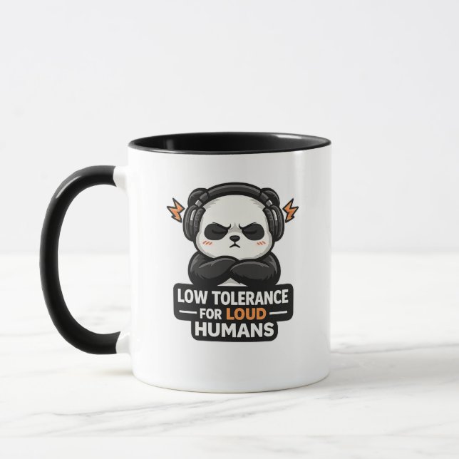 Low Tolerance for Loud Humans Panda Design Mug (Left)