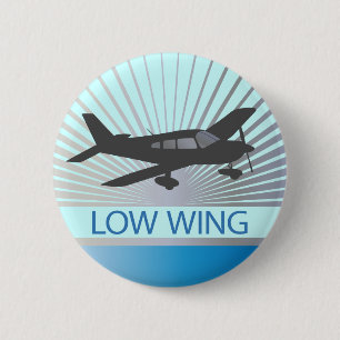 Low Wing Aeroplane 6 Cm Round Badge