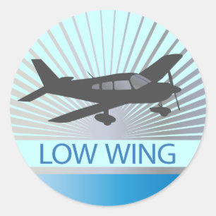 Low Wing Aeroplane Classic Round Sticker