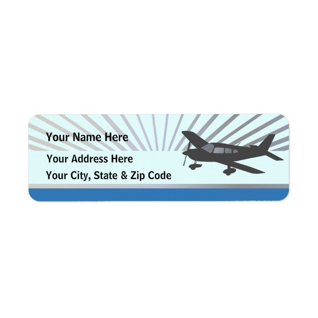 Low Wing Aeroplane Return Address Label (Front)